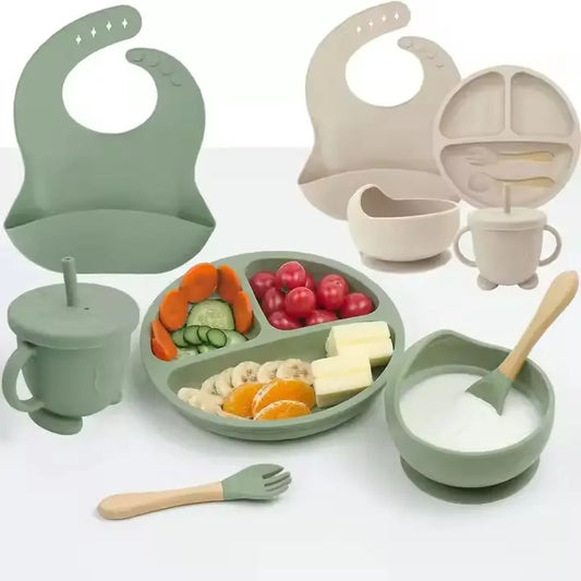 Silicone Baby Feeding Set | 9PCS Baby Led Weaning Supplies Self Feeding Utensils